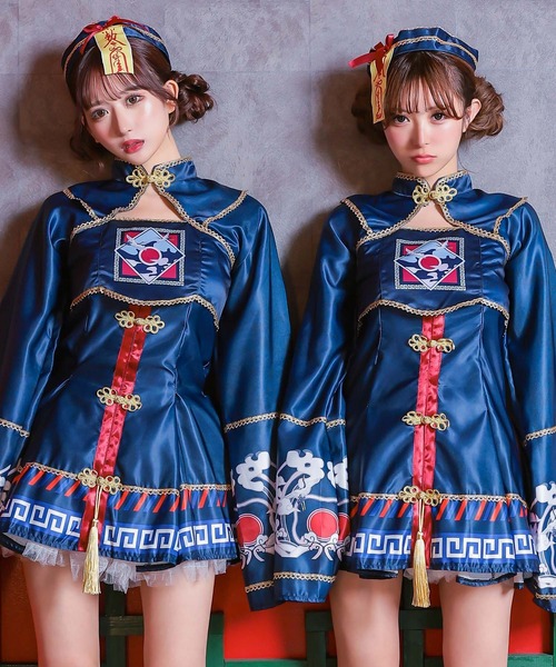 Tika（ティカ）の「コスプレ 3点set 個性派Aライン映えCuteキョンシーキャラクター（コスチューム/パーティーグッズ・レディース・ネイビー・S/M/L）」の4枚目の写真