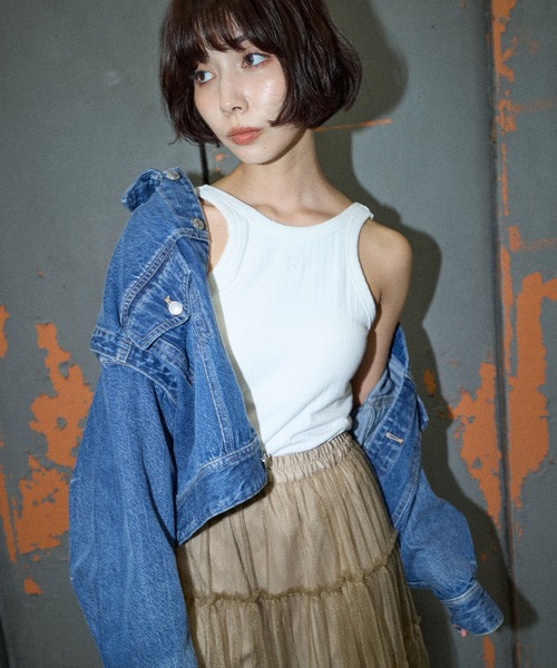 ELLEgirl（エルガール）の「カップ付きアメスリタンクトップ【ELLEgirl/エル ガール】（タンクトップ・レディース・ホワイト/グリーン/ブルー/ブラック・FREE）」の11枚目の写真