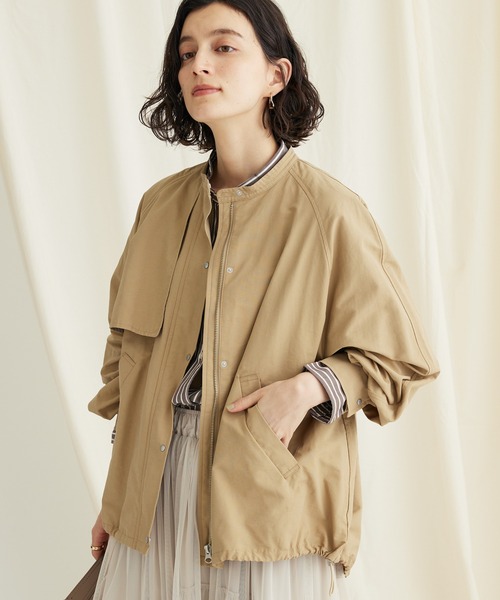 CRAFT STANDARD BOUTIQUE（クラフトスタンダードブティック）の「綿ナイロングログランブルゾン（ブルゾン・レディース・ブラック/アイボリー/ベージュ/カーキ・FREE）」の3枚目の写真