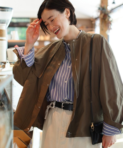 CRAFT STANDARD BOUTIQUE（クラフトスタンダードブティック）の「綿ナイロングログランブルゾン（ブルゾン・レディース・ブラック/アイボリー/ベージュ/カーキ・FREE）」の4枚目の写真