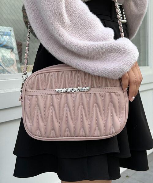 INGNI(イング)の「キルティングビジューショルダーバッグ(ハンドバッグ・レディース・ブラック/ピンク/アイボリー・ONE SIZE)」の10枚目の写真