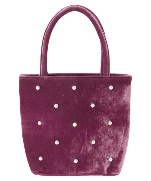 Green　Parks（グリーンパークス）の「・TORCH　パールベロアバッグ（エコバッグ/サブバッグ・レディース・ダークグリーン/ピンク/ブラック・FREE）」の3枚目の写真