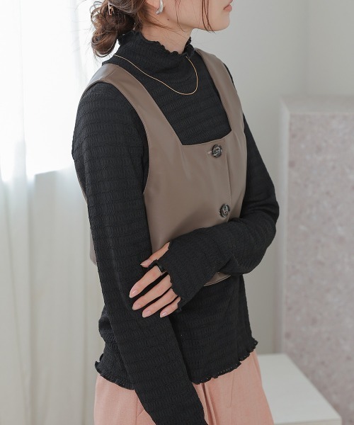 Bab(バブ)の「ハイネック指ぬき刺繍カットソー(Tシャツ/カットソー・レディース・アイボリー/ブラック/オレンジ・FREE)」の17枚目の写真