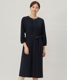 【洗える】ノルディス2wayジョーゼット フロントプリーツ ワンピース