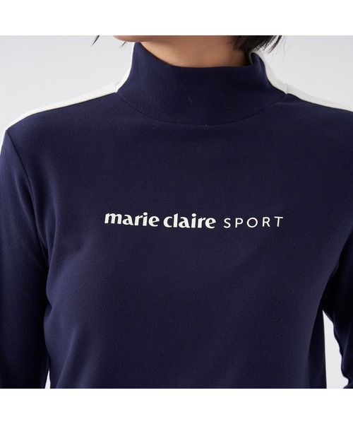 marie claire(マリ・クレール)の「marie claire GOLF/マリクレール ゴルフ ゴルフウェア ブランド ロゴ ワンポイント サイドライン ストレッチ 蓄熱 モックネック 長袖 シャツ(Tシャツ/カットソー・レディース・ブラック/ホワイト/ネイビー・M/LL/L)」の9枚目の写真