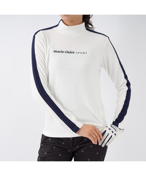 marie claire(マリ・クレール)の「marie claire GOLF/マリクレール ゴルフ ゴルフウェア ブランド ロゴ ワンポイント サイドライン ストレッチ 蓄熱 モックネック 長袖 シャツ(Tシャツ/カットソー・レディース・ブラック/ホワイト/ネイビー・M/LL/L)」の18枚目の写真