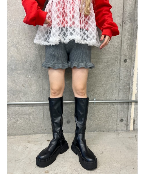 PHILLY（フィリー）の「【PHILLY】フリルニットパンツ（その他パンツ・レディース・アイボリー/グレー・FREE）」の4枚目の写真