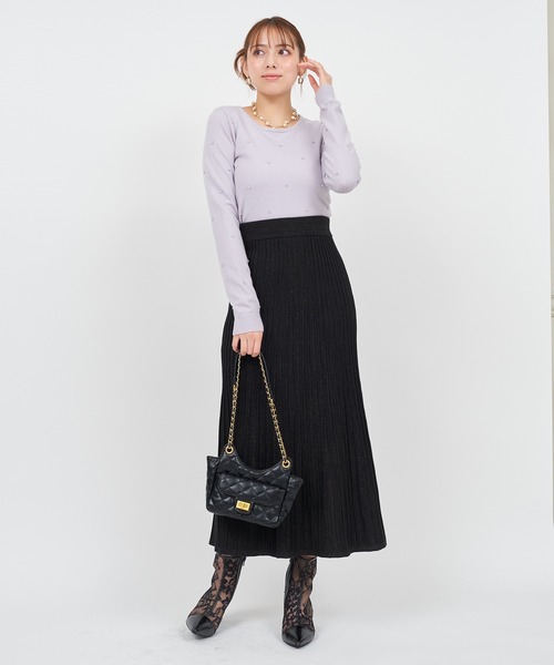 ROYAL PARTY(ロイヤルパーティー)の「キラキラビジューニットトップス(ニット/セーター・レディース・ブラック/オフホワイト/ピンク/ブルー・FREE)」の20枚目の写真