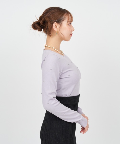 ROYAL PARTY(ロイヤルパーティー)の「キラキラビジューニットトップス(ニット/セーター・レディース・ブラック/オフホワイト/ピンク/ブルー・FREE)」の17枚目の写真