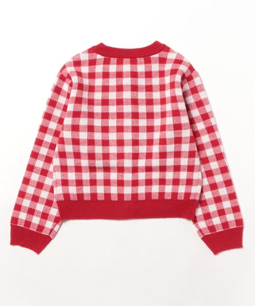 by LOVEiT（バイラビット）の「ギンガムニット（カーディガン/ボレロ・キッズ・レッド/ブラック・130cm/150cm/160cm/120cm/140cm）」の3枚目の写真