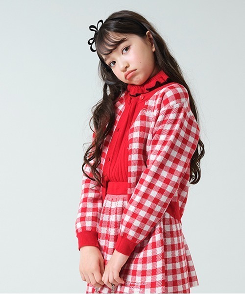 by LOVEiT（バイラビット）の「ギンガムニット（カーディガン/ボレロ・キッズ・レッド/ブラック・130cm/150cm/160cm/120cm/140cm）」の14枚目の写真