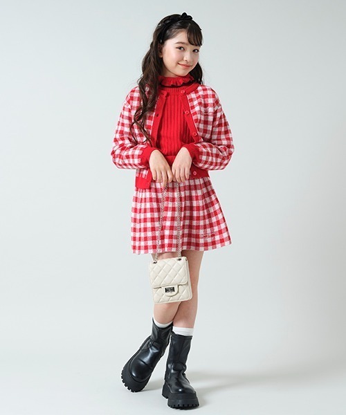 by LOVEiT（バイラビット）の「ギンガムニット（カーディガン/ボレロ・キッズ・レッド/ブラック・130cm/150cm/160cm/120cm/140cm）」の13枚目の写真