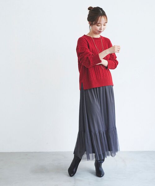 le.coeur blanc(ルクールブラン)の「Perle Peche チュールスカート(スカート・レディース・グレー/ブラック・38)」の5枚目の写真