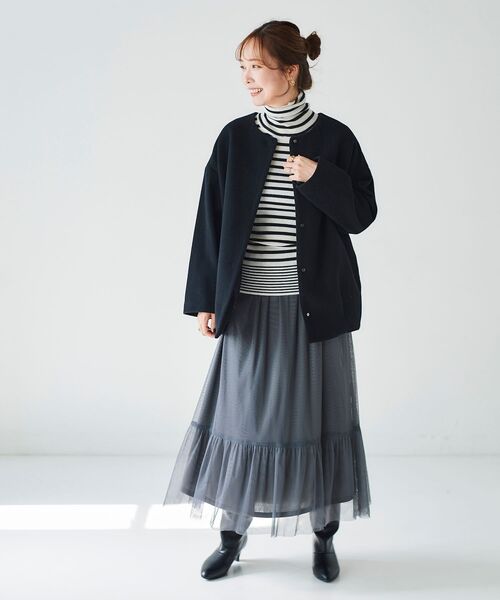 le.coeur blanc(ルクールブラン)の「Perle Peche チュールスカート(スカート・レディース・グレー/ブラック・38)」の7枚目の写真