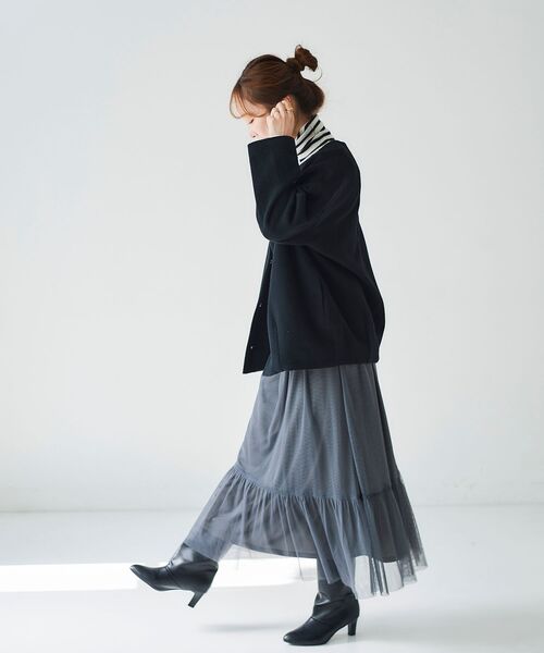 le.coeur blanc(ルクールブラン)の「Perle Peche チュールスカート(スカート・レディース・グレー/ブラック・38)」の8枚目の写真