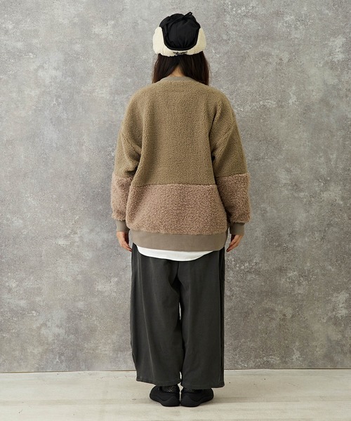 CUBE SUGAR(キューブシュガー)の「WEB限定ピグメント加工スウェットパッチワークパンツ(スウェットパンツ・レディース・パープル/スミクロ/グレイッシュベージュ・M)」の6枚目の写真