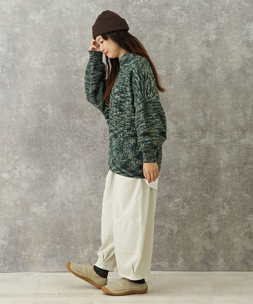 CUBE SUGAR(キューブシュガー)の「WEB限定ピグメント加工スウェットパッチワークパンツ(スウェットパンツ・レディース・パープル/スミクロ/グレイッシュベージュ・M)」の11枚目の写真