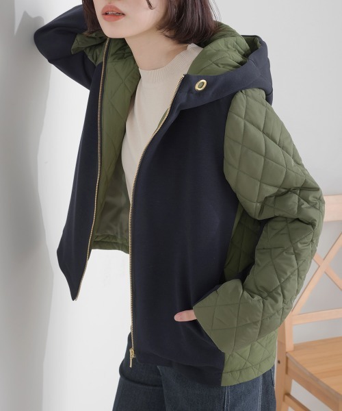 山夫人 新品　BOUJELOUD 中綿ドッキングブークレコート Bou Jeloud（ブージュルード）の「ドッキング中綿コート（その他