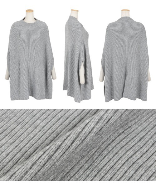 KOBE LETTUCE（コウベレタス）の「ポンチョ リブニットトップス（ポンチョ・レディース・グレー/アイボリー/ブラック/キャメル・M）」の11枚目の写真