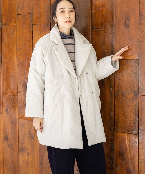 studio CLIP（スタディオクリップ）の「【マシンウォッシャブル/撥水/軽量】2WAYビッグラペルコート（ダウンジャケット/コート・レディース・ブラウン/アイボリー/ブラック・FREE）」の6枚目の写真