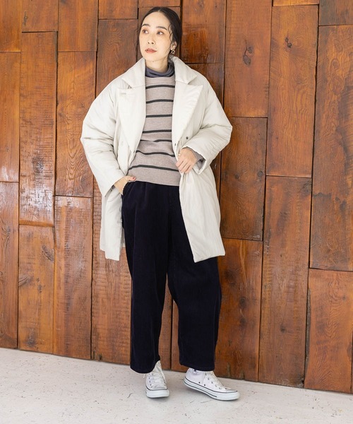 studio CLIP（スタディオクリップ）の「【マシンウォッシャブル/撥水/軽量】2WAYビッグラペルコート（ダウンジャケット/コート・レディース・ブラウン/アイボリー/ブラック・FREE）」の8枚目の写真