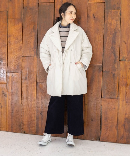 studio CLIP（スタディオクリップ）の「【マシンウォッシャブル/撥水/軽量】2WAYビッグラペルコート（ダウンジャケット/コート・レディース・ブラウン/アイボリー/ブラック・FREE）」の9枚目の写真