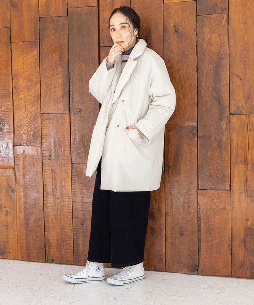 studio CLIP（スタディオクリップ）の「【マシンウォッシャブル/撥水/軽量】2WAYビッグラペルコート（ダウンジャケット/コート・レディース・ブラウン/アイボリー/ブラック・FREE）」の10枚目の写真