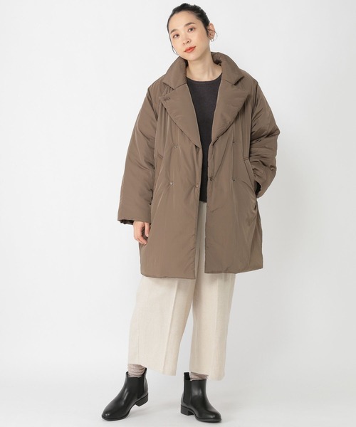 studio CLIP（スタディオクリップ）の「【マシンウォッシャブル/撥水/軽量】2WAYビッグラペルコート（ダウンジャケット/コート・レディース・ブラウン/アイボリー/ブラック・FREE）」の14枚目の写真