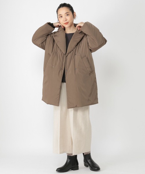 studio CLIP（スタディオクリップ）の「【マシンウォッシャブル/撥水/軽量】2WAYビッグラペルコート（ダウンジャケット/コート・レディース・ブラウン/アイボリー/ブラック・FREE）」の15枚目の写真