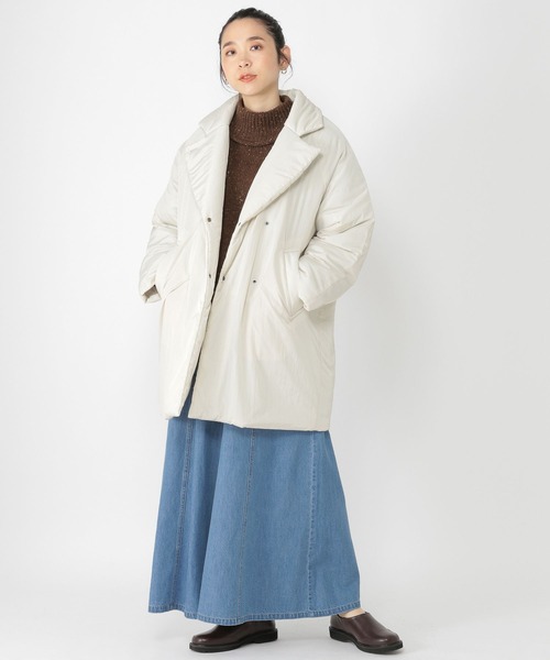 studio CLIP（スタディオクリップ）の「【マシンウォッシャブル/撥水/軽量】2WAYビッグラペルコート（ダウンジャケット/コート・レディース・ブラウン/アイボリー/ブラック・FREE）」の17枚目の写真