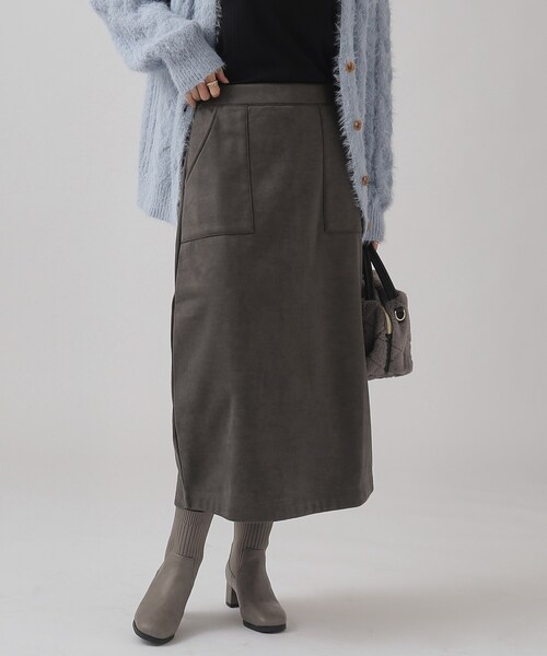 DRESKIP（ドレスキップ）の「◆裏に秘密（工夫）ゆるAライン あったか ベイカースカート【SHOO WARM】（スカート・レディース・チャコールグレー/カーキ/ライトベージュ・03/02/04）」の2枚目の写真