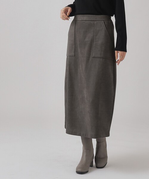 DRESKIP（ドレスキップ）の「◆裏に秘密（工夫）ゆるAライン あったか ベイカースカート【SHOO WARM】（スカート・レディース・チャコールグレー/カーキ/ライトベージュ・03/02/04）」の5枚目の写真