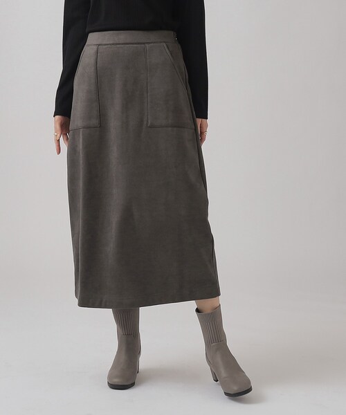 DRESKIP（ドレスキップ）の「◆裏に秘密（工夫）ゆるAライン あったか ベイカースカート【SHOO WARM】（スカート・レディース・チャコールグレー/カーキ/ライトベージュ・03/02/04）」の6枚目の写真