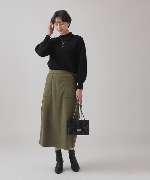 DRESKIP（ドレスキップ）の「◆裏に秘密（工夫）ゆるAライン あったか ベイカースカート【SHOO WARM】（スカート・レディース・チャコールグレー/カーキ/ライトベージュ・03/02/04）」の7枚目の写真