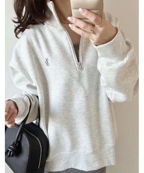 Re:EDIT（リエディ）の「選べる裏起毛オーバーサイズハーフジップスウェット（スウェット・レディース・オートミール/ブラック系/ホワイト系/チャコールグレー/ホワイト系その他/グレー系その他/ホワイト・MEDIUM/LARGE）」の17枚目の写真