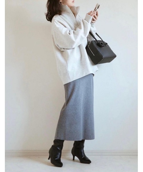 Re:EDIT（リエディ）の「選べる裏起毛オーバーサイズハーフジップスウェット（スウェット・レディース・オートミール/ブラック系/ホワイト系/チャコールグレー/ホワイト系その他/グレー系その他/ホワイト・MEDIUM/LARGE）」の19枚目の写真