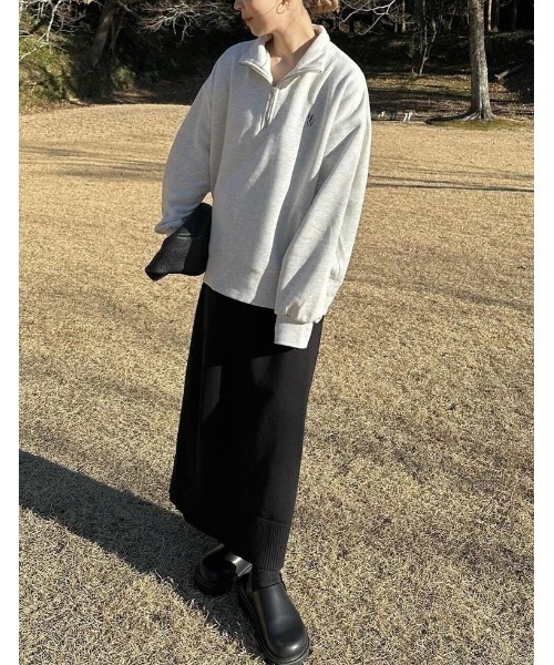 Re:EDIT（リエディ）の「選べる裏起毛オーバーサイズハーフジップスウェット（スウェット・レディース・オートミール/ブラック系/ホワイト系/チャコールグレー/ホワイト系その他/グレー系その他/ホワイト・MEDIUM/LARGE）」の21枚目の写真