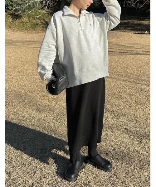 Re:EDIT（リエディ）の「選べる裏起毛オーバーサイズハーフジップスウェット（スウェット・レディース・オートミール/ブラック系/ホワイト系/チャコールグレー/ホワイト系その他/グレー系その他/ホワイト・MEDIUM/LARGE）」の22枚目の写真