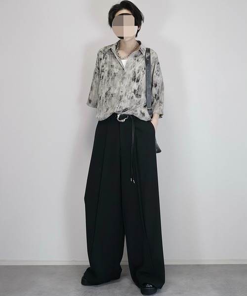 ドレープ スーパーワイドタックフレアパンツ（スラックス
