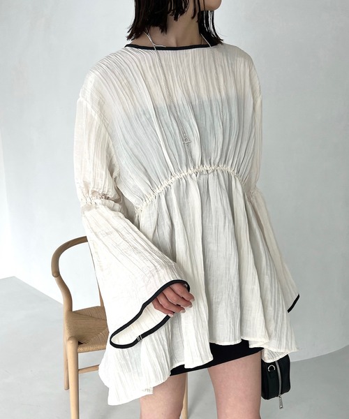 新発売 新商品 mystic（ミスティック）の「ギャザーペプラムチュニック（シャツ トップス