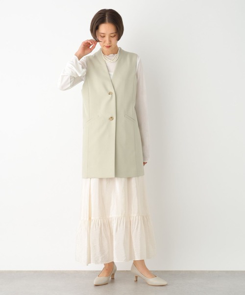 LEPSIM（レプシィム）の「【jours heureux】シャイニー切り替えフレアスカート　100719（スカート・レディース・ブラック/オフホワイト・FREE）」の6枚目の写真