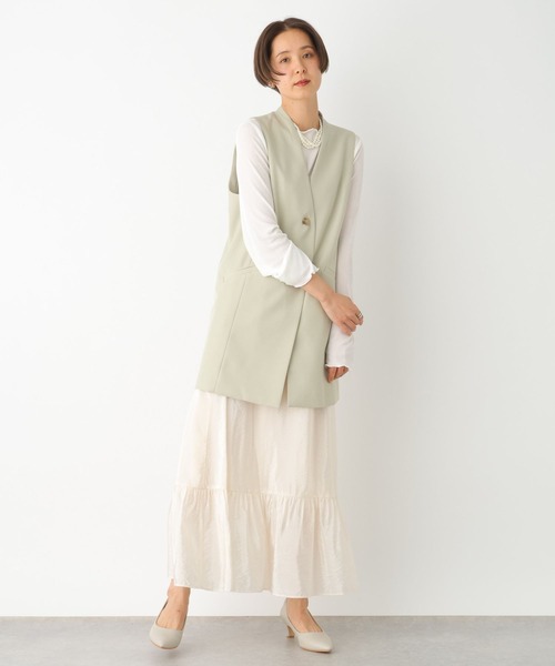 LEPSIM（レプシィム）の「【jours heureux】シャイニー切り替えフレアスカート　100719（スカート・レディース・ブラック/オフホワイト・FREE）」の7枚目の写真