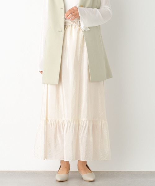 LEPSIM（レプシィム）の「【jours heureux】シャイニー切り替えフレアスカート　100719（スカート・レディース・ブラック/オフホワイト・FREE）」の9枚目の写真