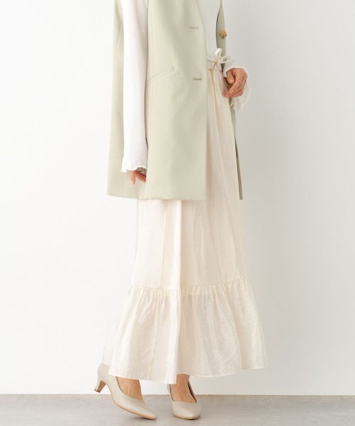 LEPSIM（レプシィム）の「【jours heureux】シャイニー切り替えフレアスカート　100719（スカート・レディース・ブラック/オフホワイト・FREE）」の10枚目の写真