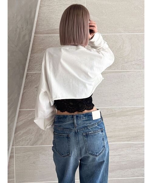 GYDA（ジェイダ）の「Square gydaショートロンT（Tシャツ/カットソー・レディース・オフホワイト/ブラック/ベージュ・FREE）」の10枚目の写真