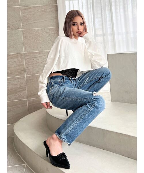 GYDA（ジェイダ）の「Square gydaショートロンT（Tシャツ/カットソー・レディース・オフホワイト/ブラック/ベージュ・FREE）」の11枚目の写真