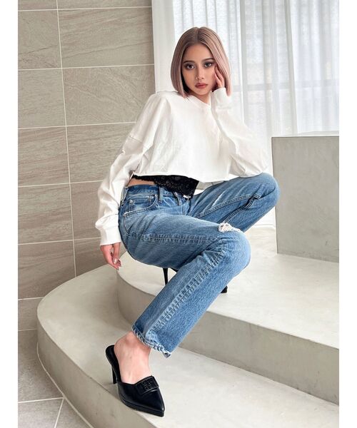 GYDA（ジェイダ）の「Square gydaショートロンT（Tシャツ/カットソー・レディース・オフホワイト/ブラック/ベージュ・FREE）」の13枚目の写真