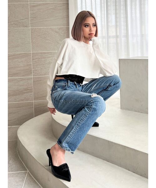 GYDA（ジェイダ）の「Square gydaショートロンT（Tシャツ/カットソー・レディース・オフホワイト/ブラック/ベージュ・FREE）」の15枚目の写真