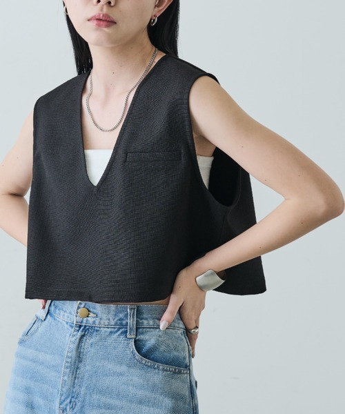 【未使用】定価¥23,100リネンライクミドルレングスジレ リネンライククロップドジレ（ベスト）｜Aunt Marie's（アント