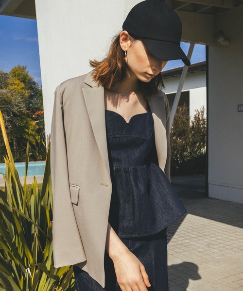 N.(N. Natural Beauty Basic)(エヌエヌナチュラルビューティーベーシック)の「◆ペプラムキャミビスチェ(キャミソール・レディース・インディゴブルー・MEDIUM)」の1枚目の写真